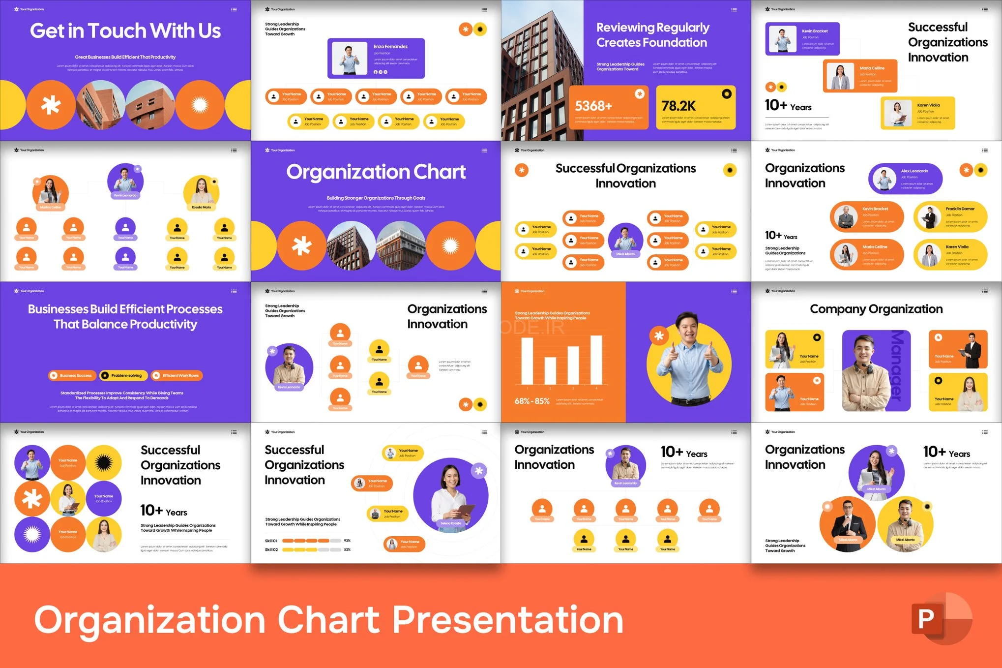 قالب پاورپوینت آماری همراه با چارت و نمودار Organization Chart ...